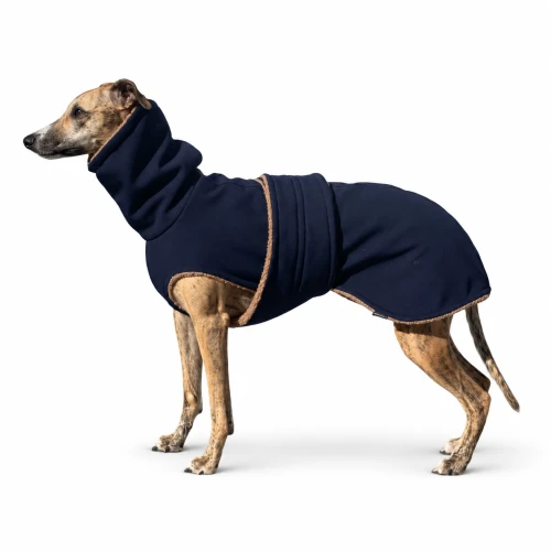 Przeciwdeszczowa kurtka, ubranie dla charta - softshell navy blue  & camel